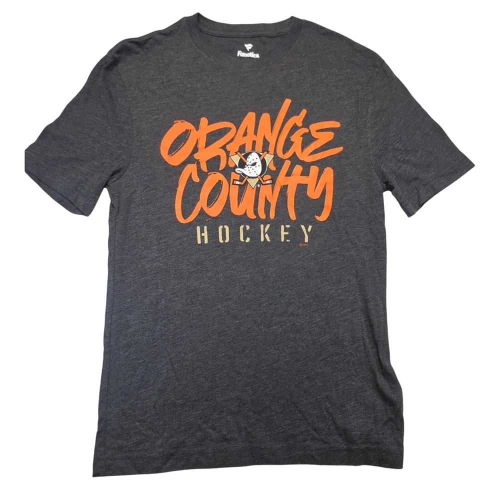 Fanatics Anaheim Ducks Orange County Hockey T-Shirt Mens Small Charcoal Grey NHL